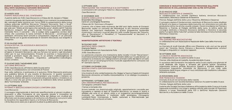“Boccaccio650”. Le iniziative scientifiche e culturali dell’Ente Nazionale Giovanni Boccaccio per le celebrazioni: edizioni di scritti boccacciani, convegni internazionali, ricerche e studi innovativi sul più grande novelliere d’Europa. Ad ottobre “Una drammaturgia per Boccaccio” della Compagnia Lombardi- Tiezzi. Per gli ospiti delle iniziative in omaggio l’Agenda Letteraria di Giovanni Boccaccio 2025. La presidente Frosini: “Siamo tutti coinvolti nell’impegno comune di onorare il centenario”