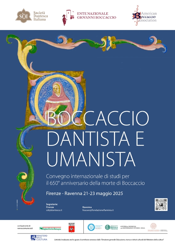“Boccaccio dantista e umanista”. Convegno internazionale di studi per il 650° anniversario della morte di Boccaccio. Firenze-Ravenna dal 21 al 23 maggio