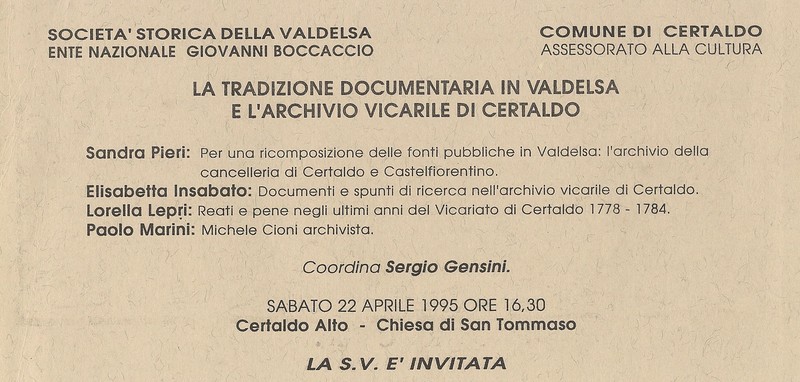 La tradizione documentaria in Valdelsa e l'archivio vicarile di Certaldo
