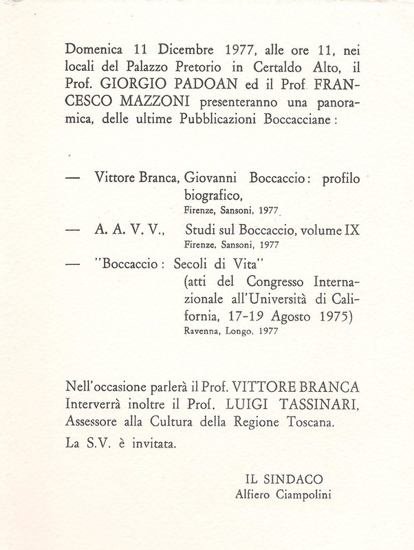 20° anniversario dell'apertura della Casa del Boccaccio