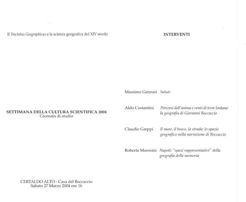 Boccaccio geografo. Il Tractatus  Geographicus e la rappresentazione del mondo nel XIV secolo