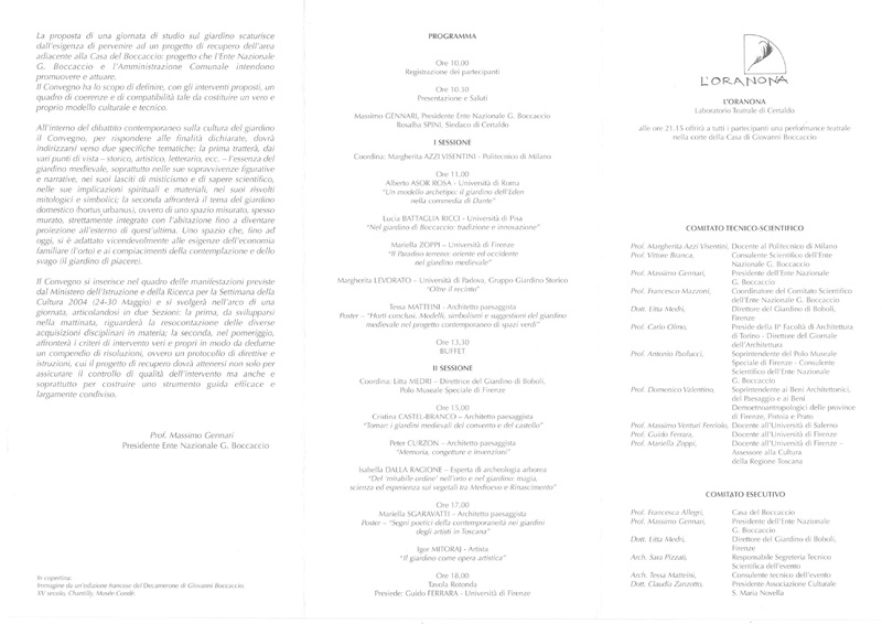 Giardini celesti, giardini terrestri. Un modello culturale per il giardino della Casa di Giovanni Boccaccio